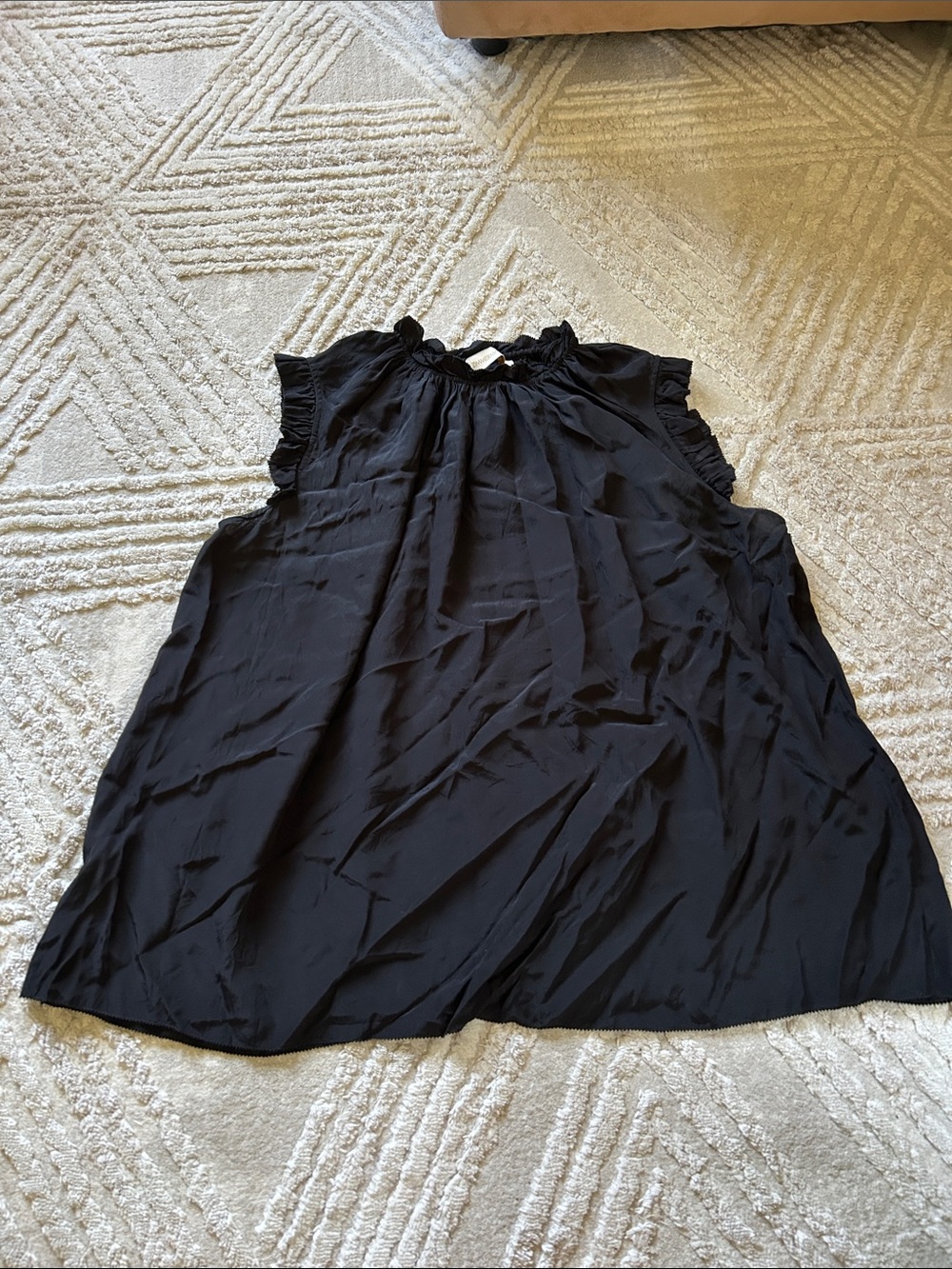 zimmermann Black Ruffled Sleeveless silk Top